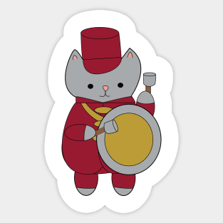 Marching Band Cat Bass Drum Maroon and Gold Sticker